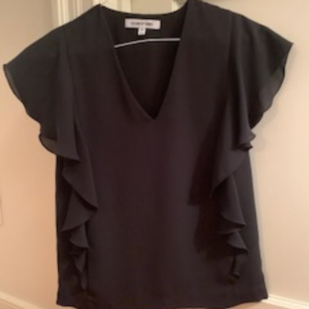 Elizabeth and James Black ruffle top XS